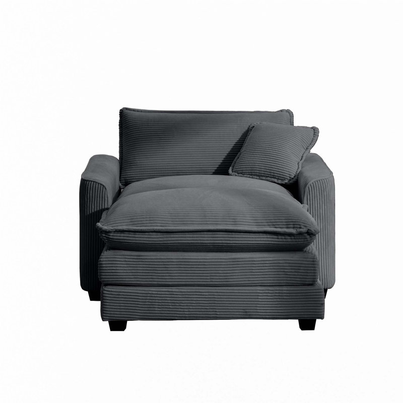 Fauteuil d'appoint simple en velours côtelé, Gris
