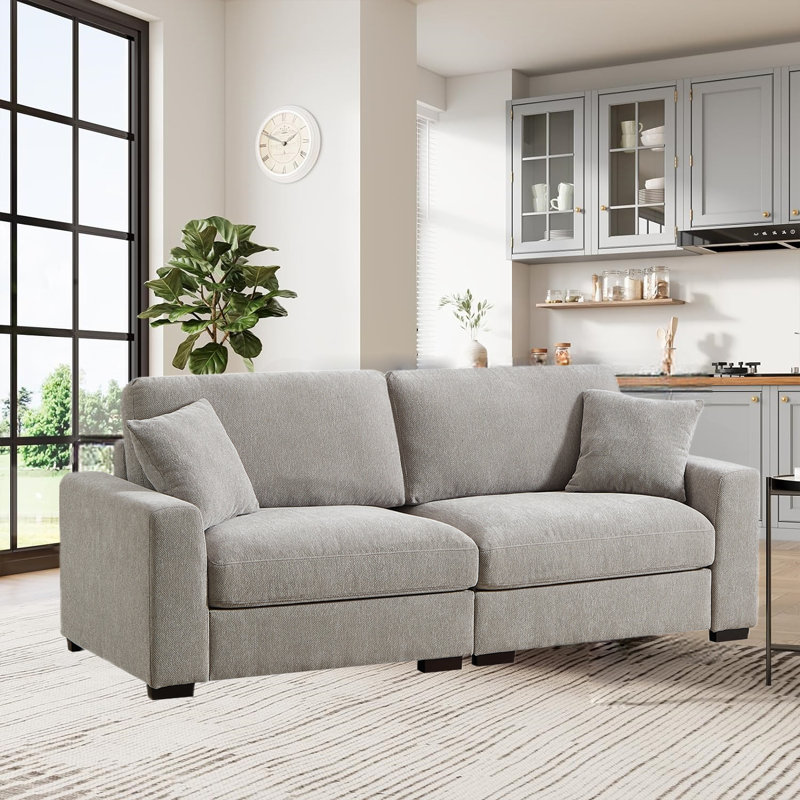 Ahaana Upholstered 91'' Sofa, Light Gray Polyester Blend