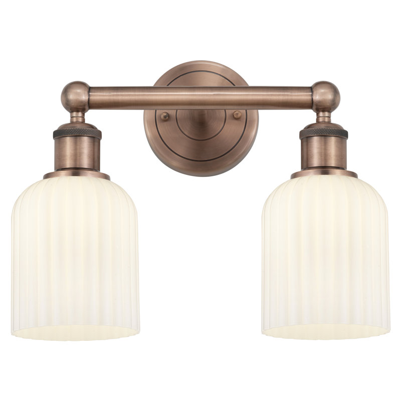 Abat-jour de salle de bain 2 lumières Edison Addeline 14 po, Cuivre antique, White