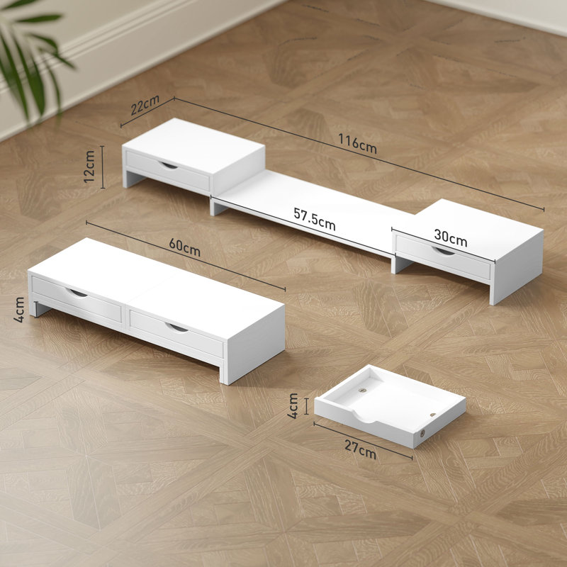 Shaniece Manufactured Wood Monitor Stand, White