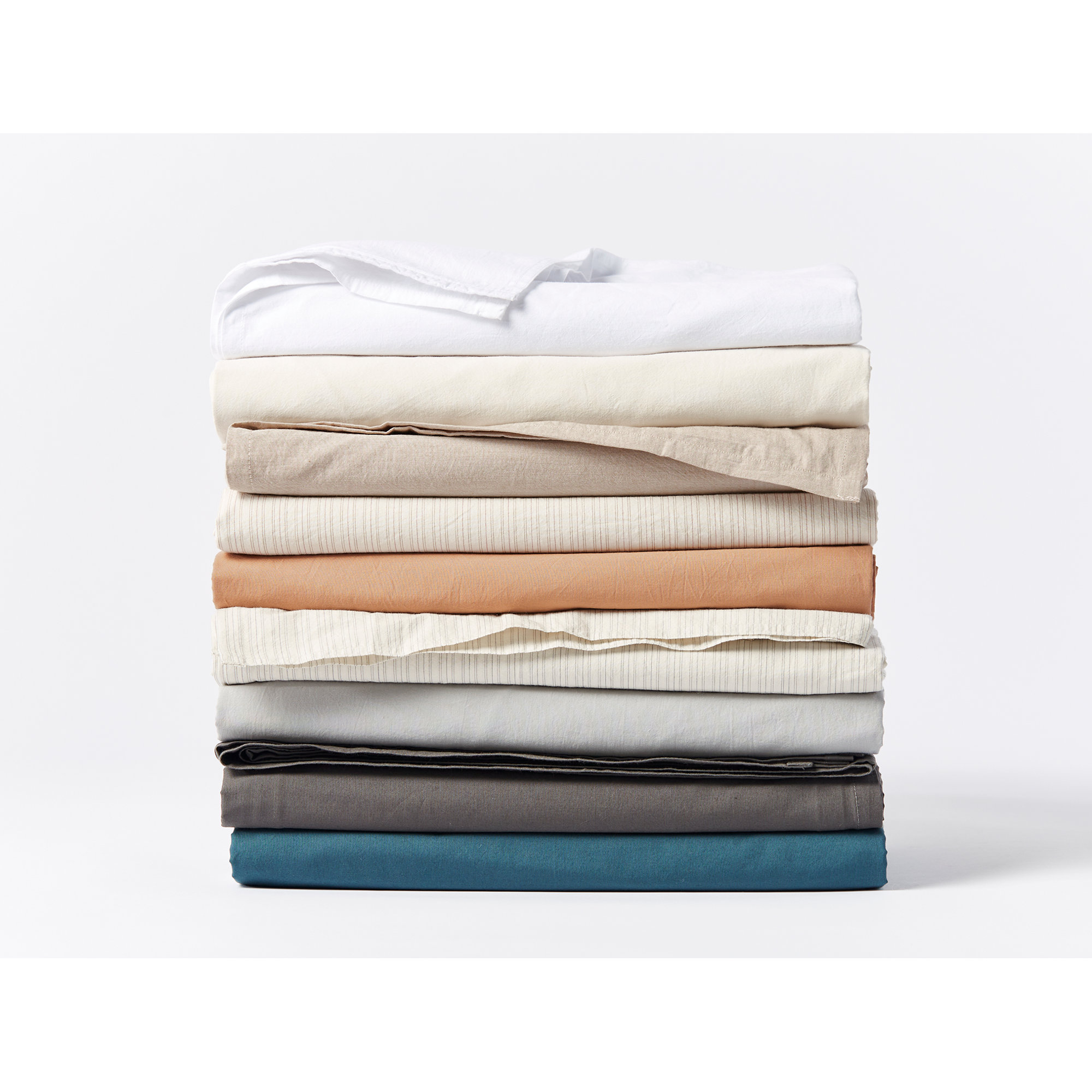 Crinkled 100% Cotton Percale Fitted Sheet, Undyed, King Fitted Sheet
