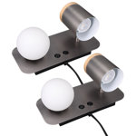 Dual-Head Wall Mounted Reading Lights, Plug-In Wall Sconces