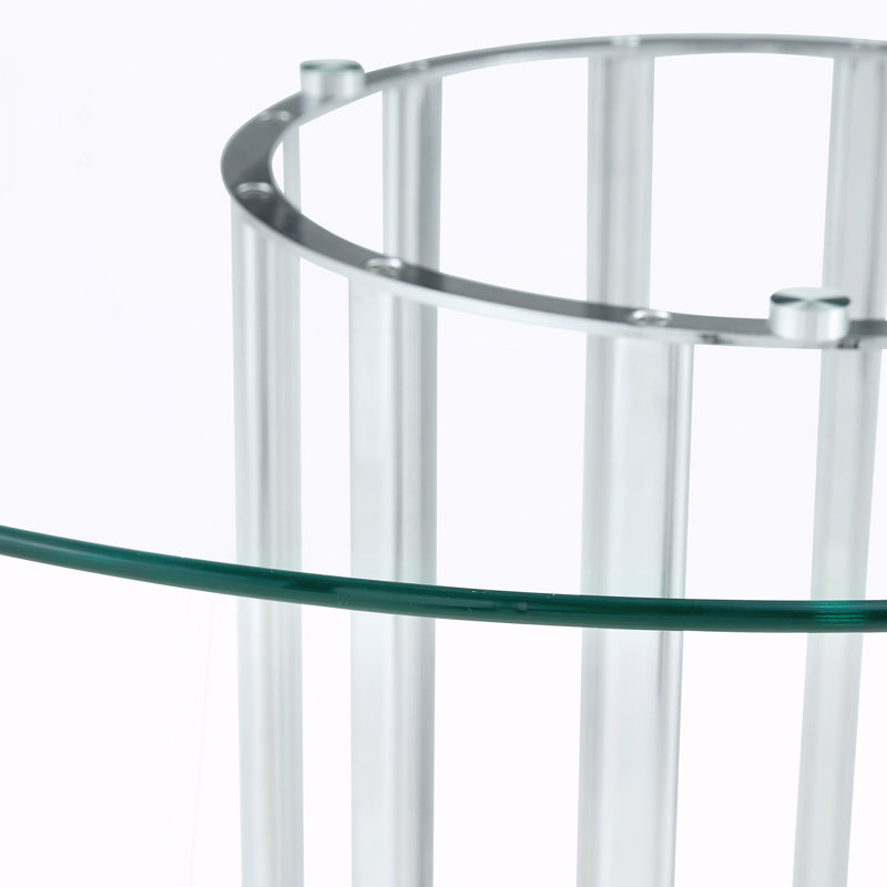 Oval Dining Table, Modern Kitchen Table  for Dining Room, Kitchen, Transparent / Silver