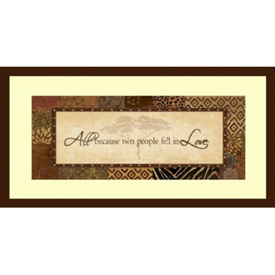 Reproduction d’art textuel sur papier, "all because the Fell into Love"