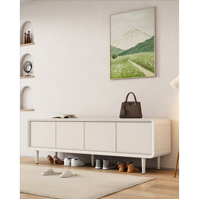 Modern Creamy Style Aluminum Alloy Shoe Storage Bench