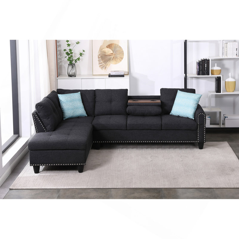 Rivet - Trimmed L - Shaped Sofa 2Pc