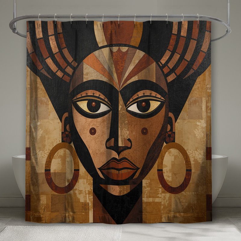Rideaux de douche à motif géométrique très longs, L 70 po x H 93 po