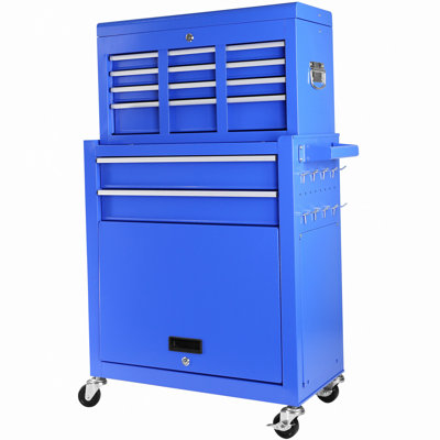 Coffre à outils roulant avec roulettes et 8 tiroirs, grande armoire à outils amovible avec serrure pour le garage, chariot à outils verrouillable avec doublure noire pour entrepôt, atelier, grande capacité