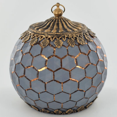 Moroccan Style Geometric Glass Lantern With Iron Detailing