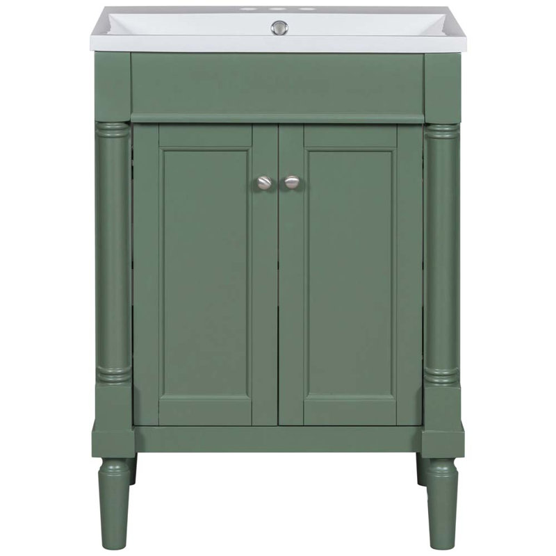 Meuble-lavabo simple 24 po avec plateau Sharlyne, Vert