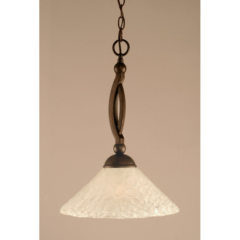 Bow Chain Hung Pendant Glass, Brushed Nickel, 18.75", Italian Bubble