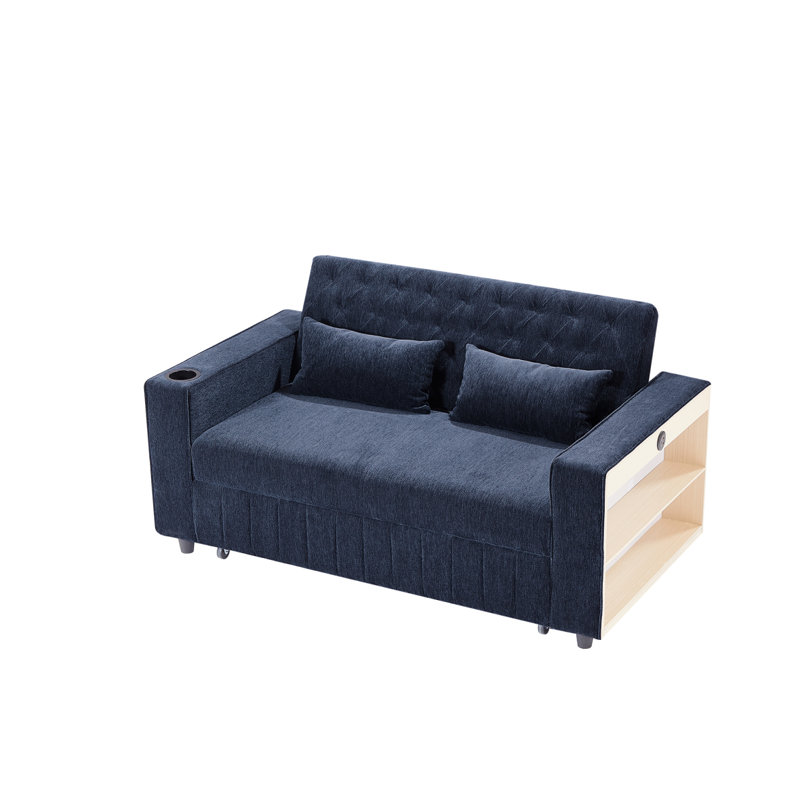 Canapé-lit rembourré 61 po, Chenille bleu