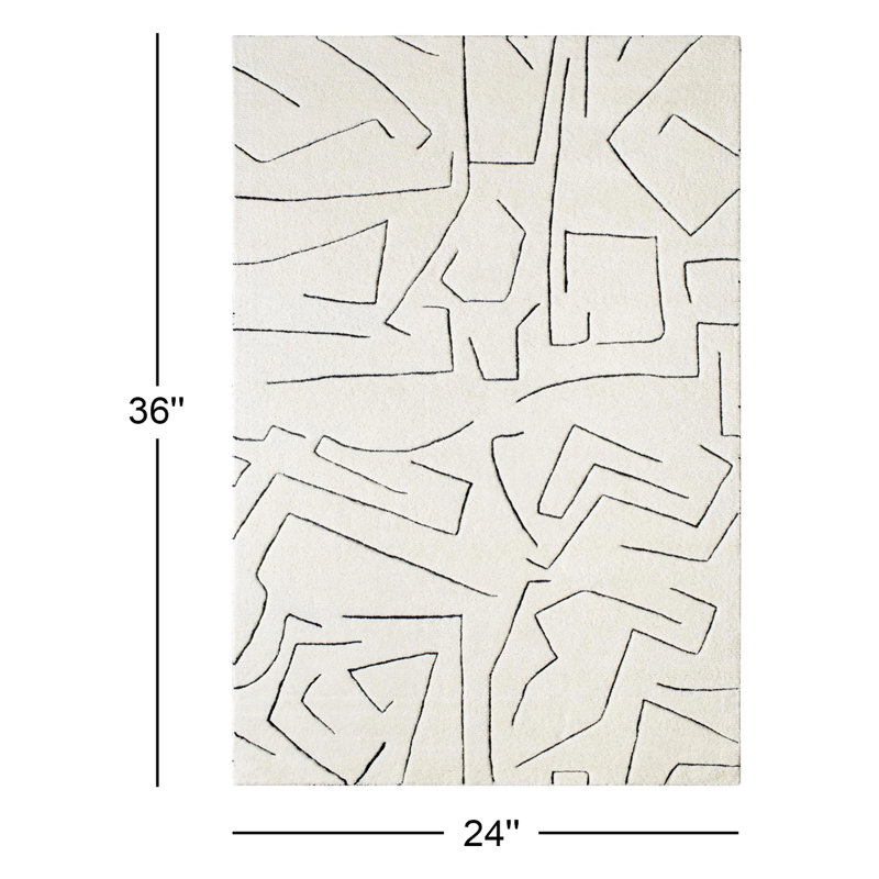 Tandri Wool Abstract Indoor Rug, Rectangle 2' x 3'