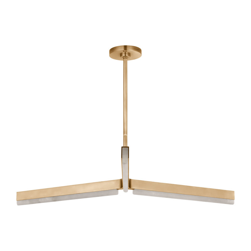 Linea LED Chandelier, Hand Rubbed Antique Brass