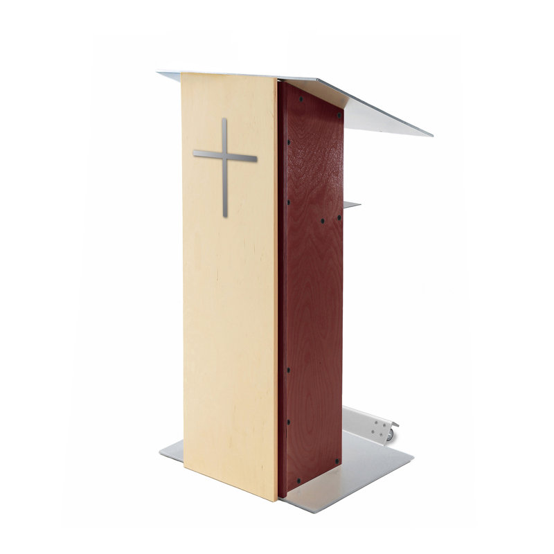 Podium double en bois 45 "avec roulettes, Naturel / acajou