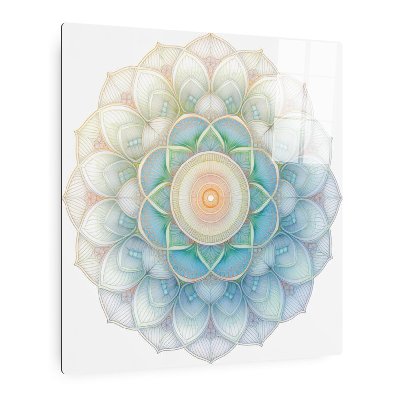 Motif floral mandala, fond blanc uni