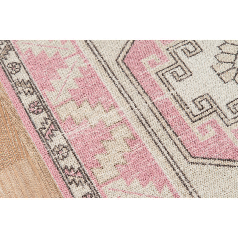 Oriental Pink/Beige/Brown Area Rug, Rectangle 6'6" x 9'