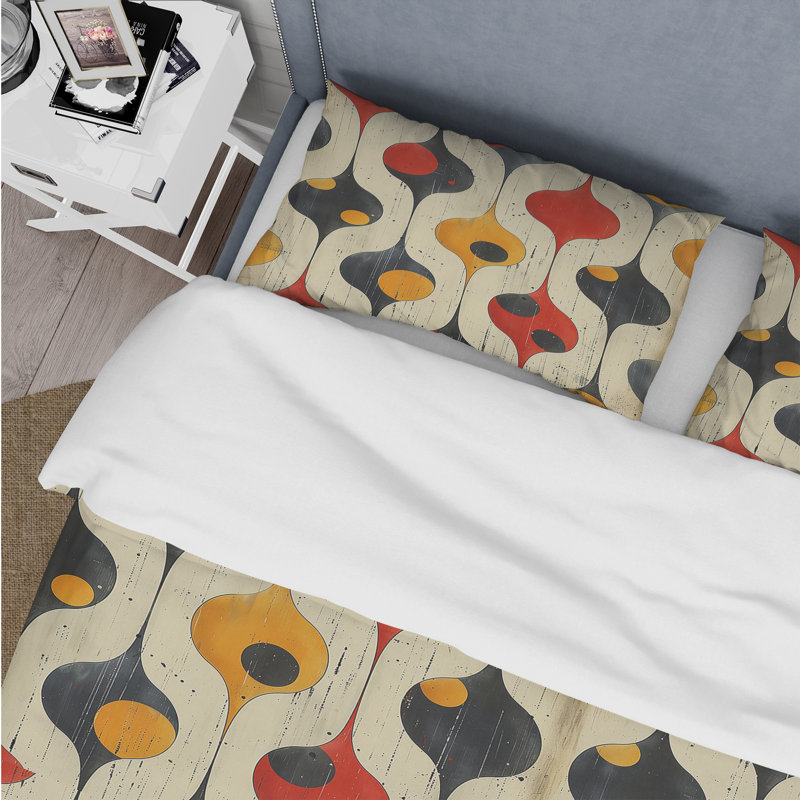 Ensemble de housse de couette orange et jaune Midcentury Charm III - Midcentury