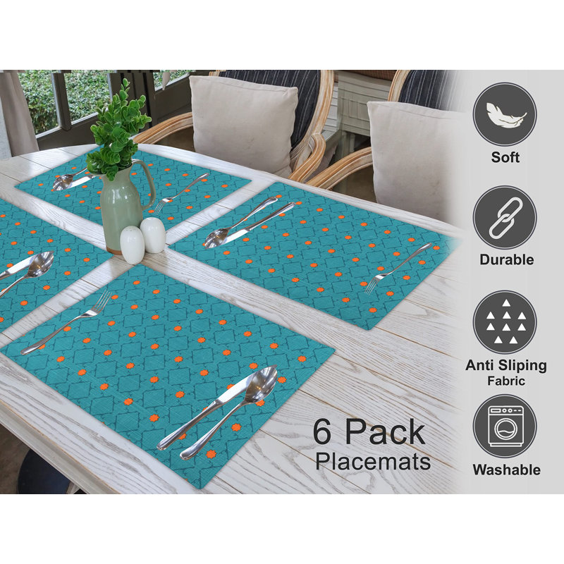 Combo Pattern Cotton Fabric Dining Table Placemats Set of 6