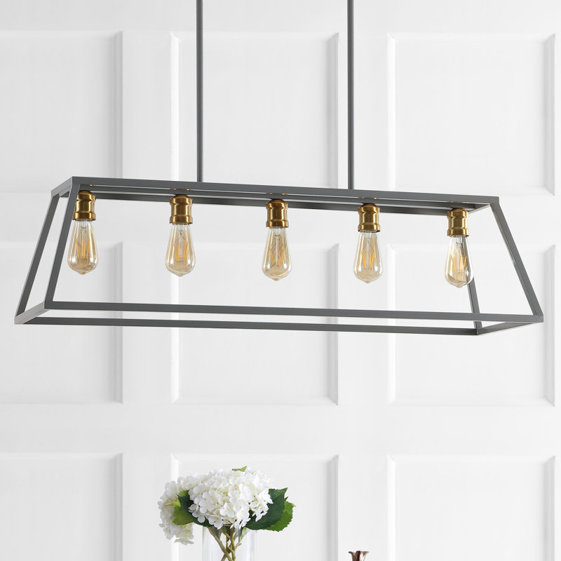 Luminaire suspendu pour îlot de cuisine à 5 lumières Gearld, Gris