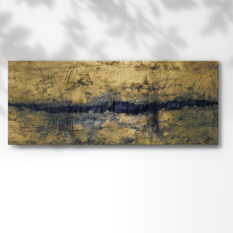 Or gravé sur toile, H 8 po x l 20 po x P 1,5 po