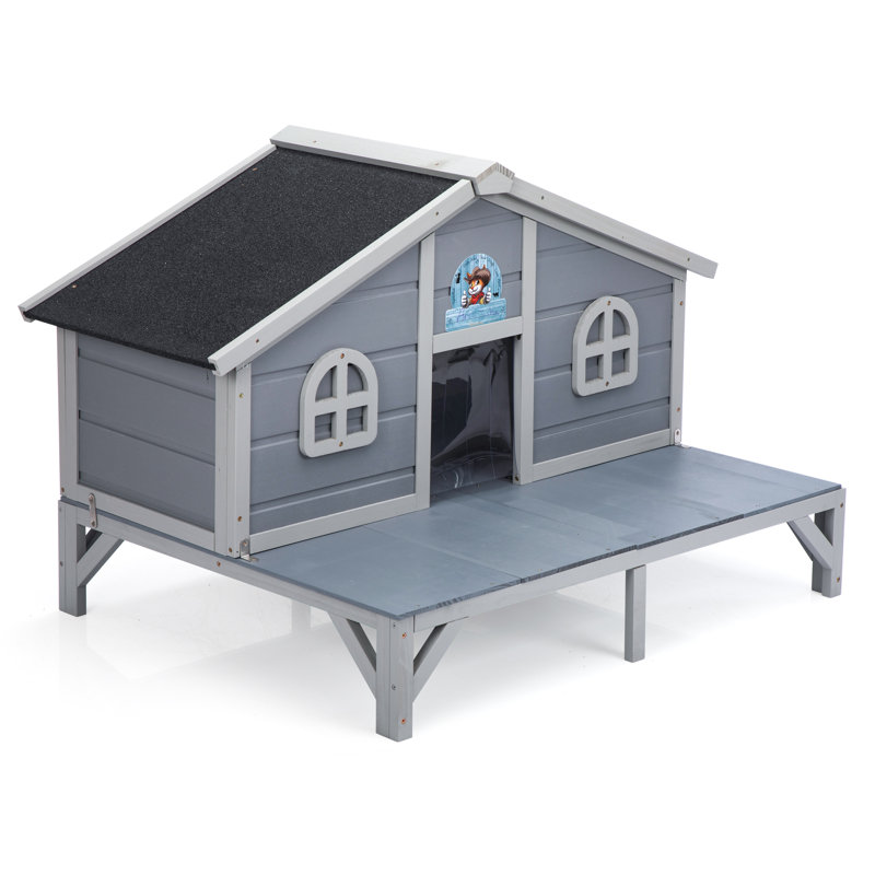 Enclos pour chat en bois résistant aux intempéries avec enclos pour chatons et grands chats, gris