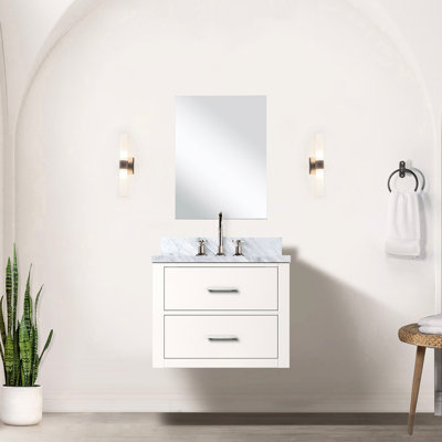 Meuble-lavabo blanc avec comptoir en acrylique, robinet et ensemble de miroir D, meuble-lavabo, robinet inclus