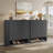 Cesiro 3 - Door Fluted Shoe Cabinet With Adjustable Shelves And Open - Bottom Access-2085682573