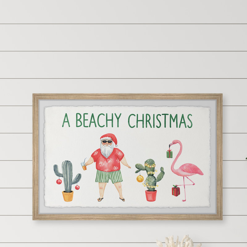 Merry Beachy Christmas - Single Picture Frame Painting, 61cm H x 91cm W x 3.81cm D