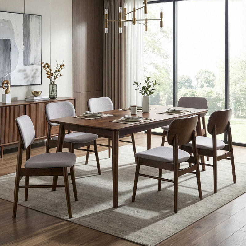 Kimette 17'' H Fabric Upholstered Side Chair, Walnut