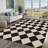 Machine Washable Easy Jute Area Rugs for Living Room Bedroom Distressed Checkered Office Carpet High Traffic Entryway Rug Non Slip Backing Trellis Farmhouse Floor Cover-347586416