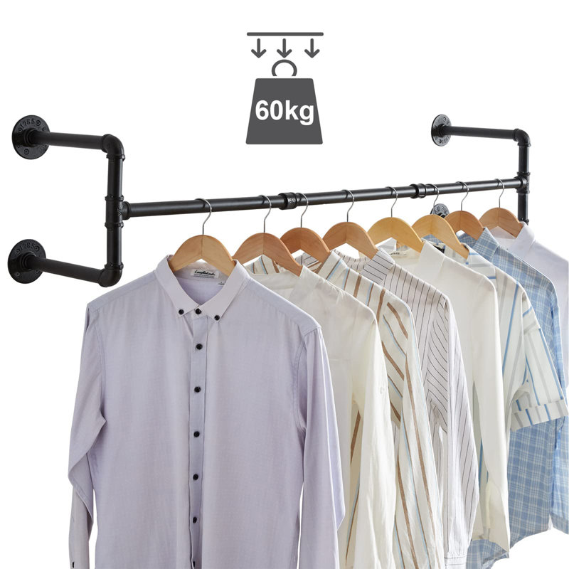 Amyah 322.58cm Wall Mounted Clothes Rack, Black