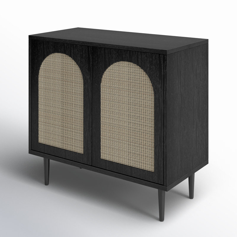 30.2" H 2-Door Wood Accent Cabinet, Black