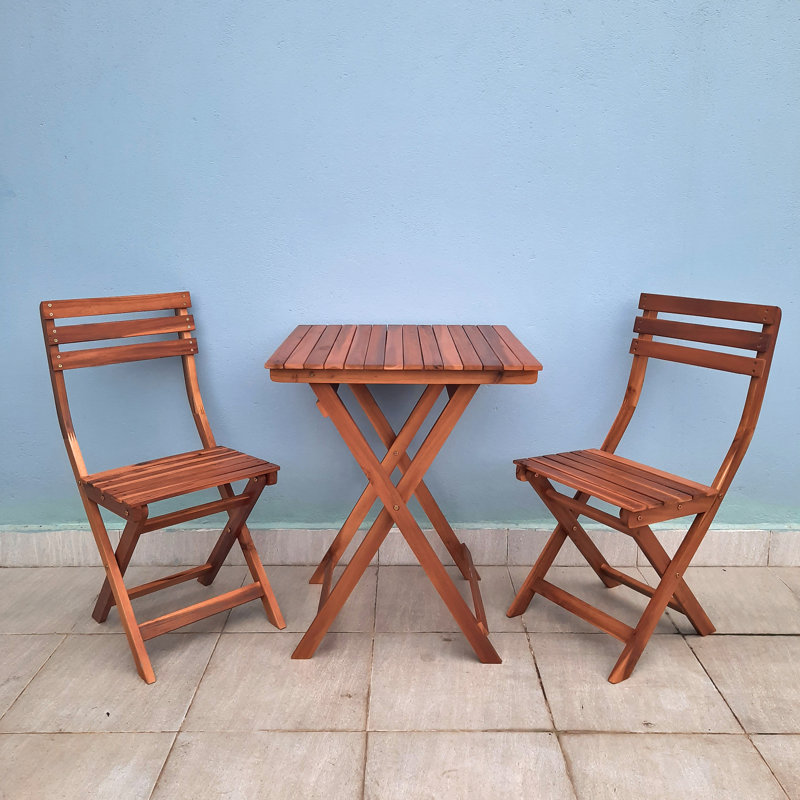 Bistro Set FSC 100% Acacia Wood (2 chairs + 1 table), Brown