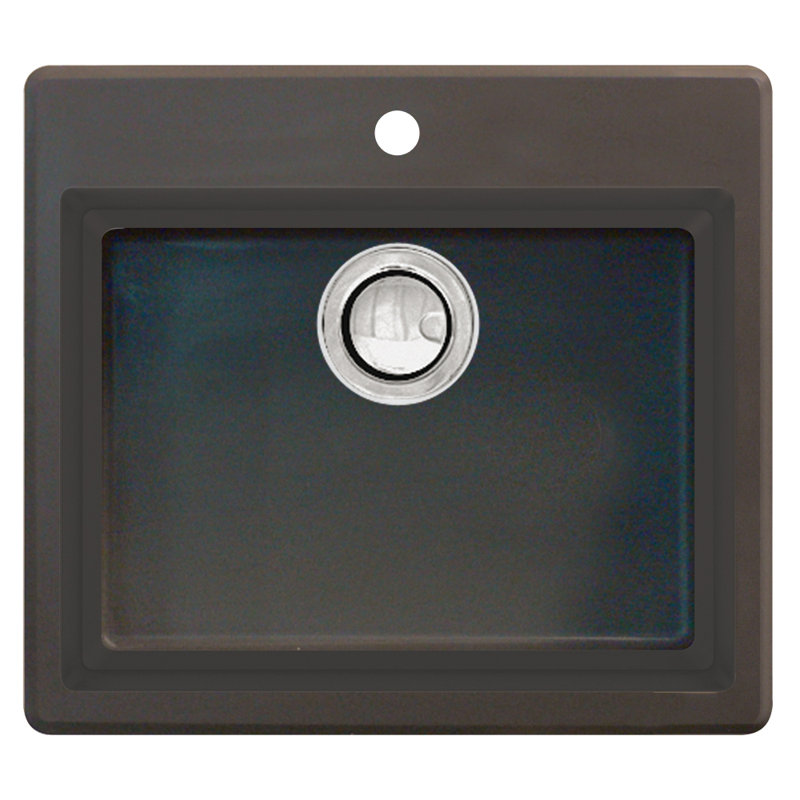 22.44'' L Single Bowl Granite Kitchen Sink, 1 Hole, Espresso