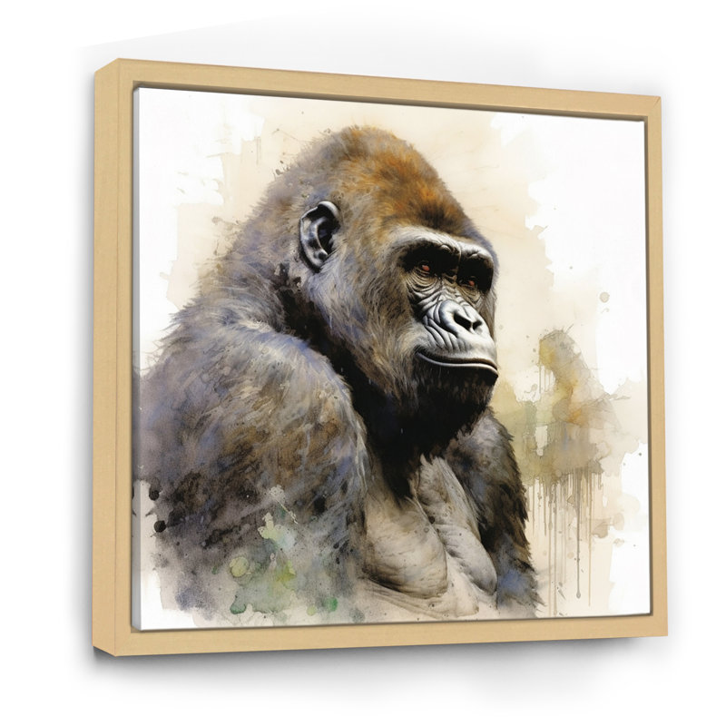«Powerful Gorilla Primer I» sur toile, H 30 po x l 30 po x P 1 po, Cadre naturel flottant