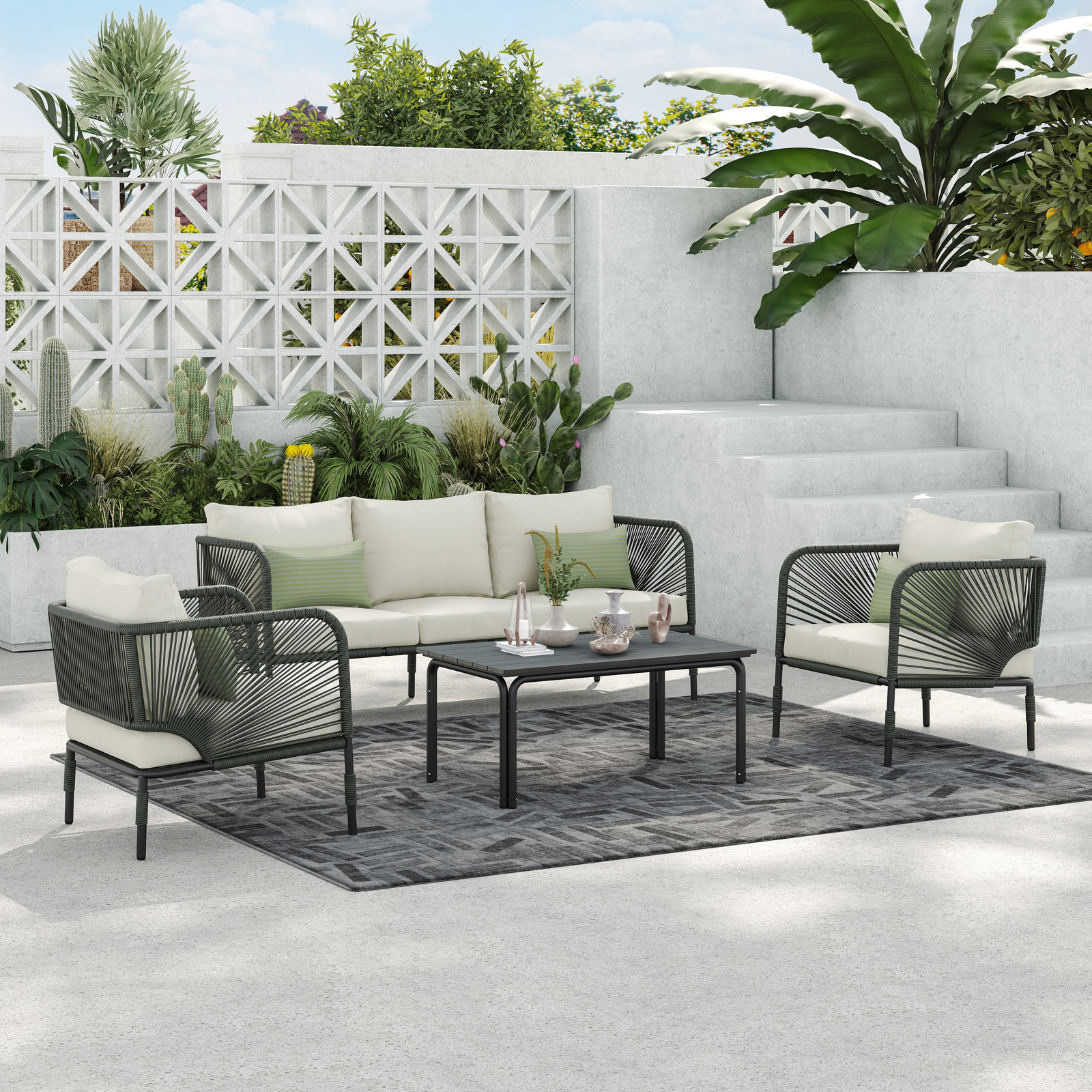 Acklin 5-Person Patio Seating Group, Green