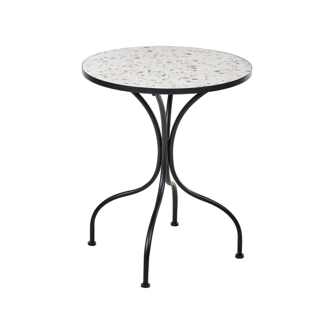 Bistro Table ARTENA 60 cm 60 cm Terrazzo Effect Metal Black