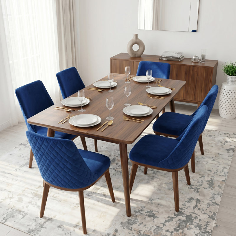 Chaise en velours Xoe, Bleu marine