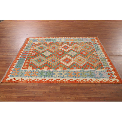 Tapis oriental kilim en laine à tissage plat 5 x 7