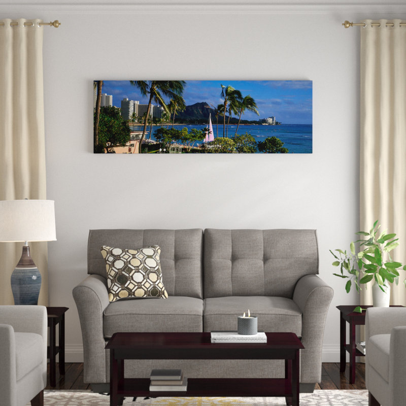 « diamond head, honolulu, hawaii », reproduction de photo sur toile, H 16 po x l 48 po x P 1,5 po, Toile avec cadre noir