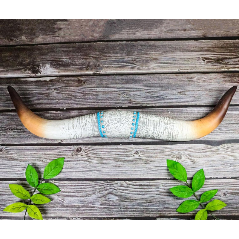 Figurine murale en forme de corne de vache Texas Turquoise, Blanc