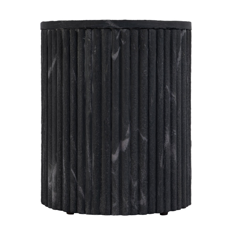 Sylvester 15 in. W Round Marble and Wood Side Table