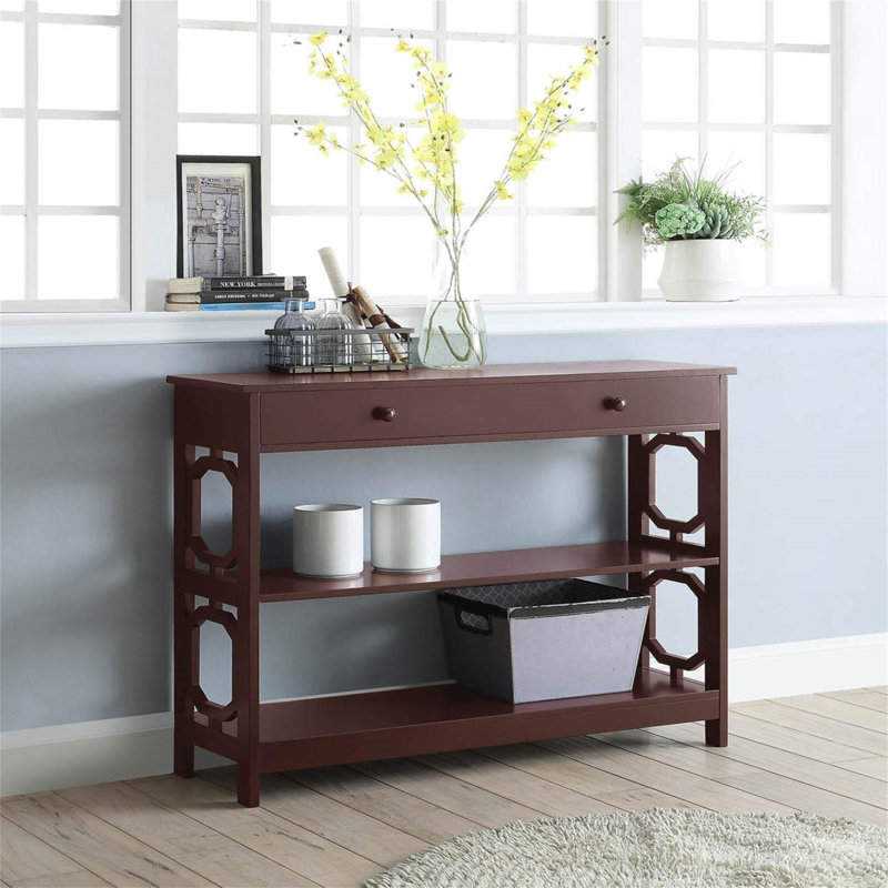 Minier 1-Drawer Console Table with Shelves, Espresso, 31.5" H x 39.5" W x 12" D