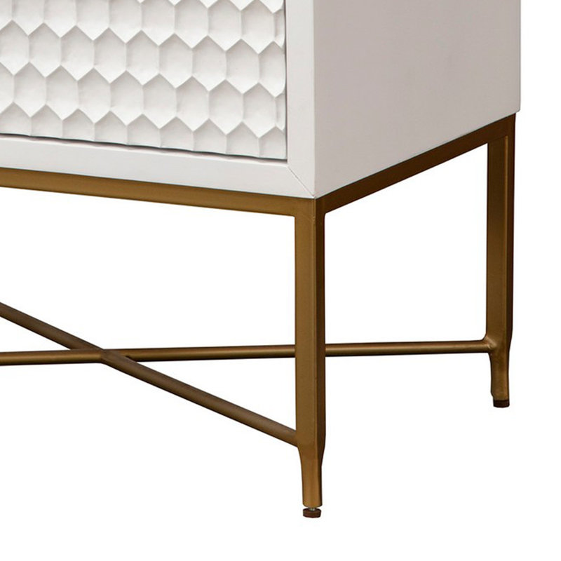 24'' W Nightstand, White/Gold