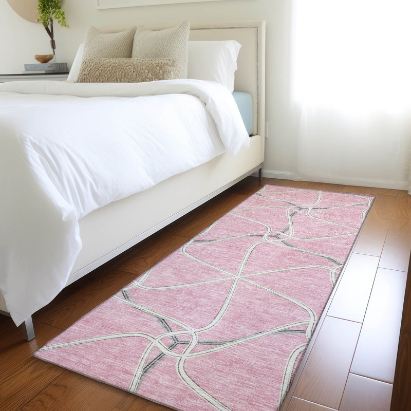 Premium Machine Washable Prisco Pink Rug, Runner 2'3" x 7'6"