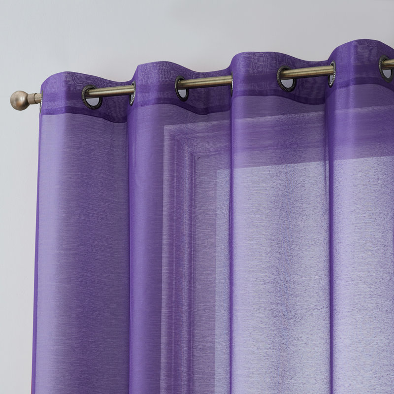 Carmille Semi-Sheer Grommet Curtain Panels, 54" W x 84" L, Violet Purple