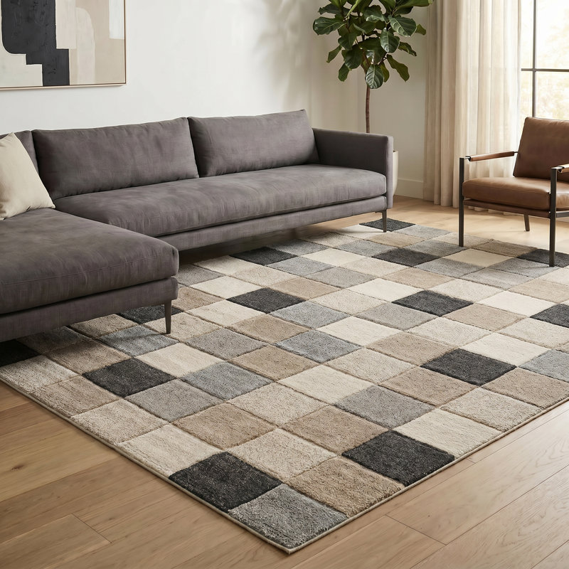 Caylyn Geometric Shapes Area Rug, BEIGE, 200 x 290 cm (Rectangular)