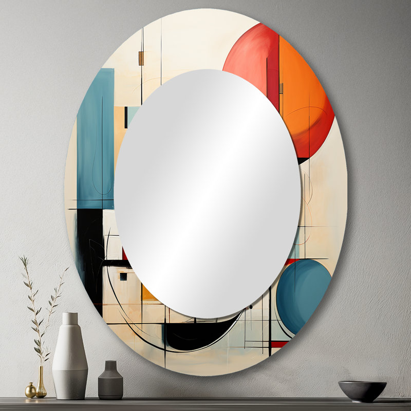 Colorful Mid Century Dynamic Duality II - Miroir mural multicolore, 43 po x 33 po