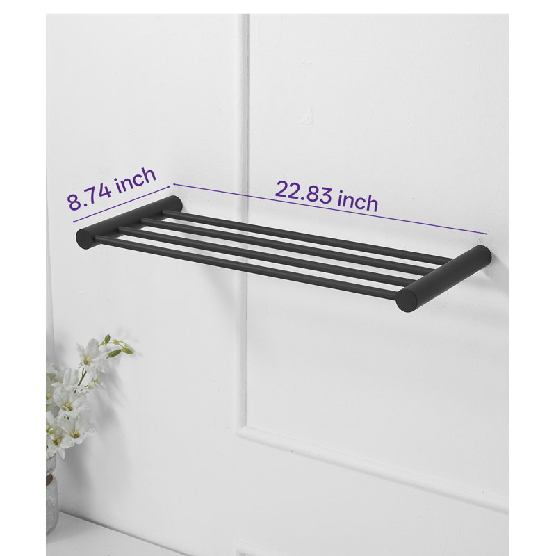 Porte-serviettes à 4 barres de style hôtel moderne mural avec porte-serviettes simple noir mat, Noir mat